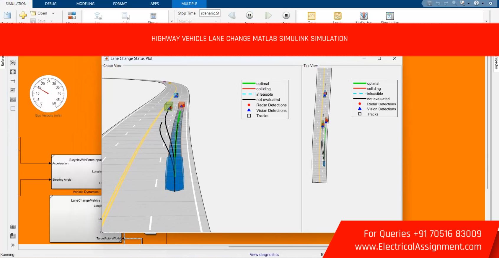 HIGHWAY VEHICLE LANE CHANGE MATLAB SIMULINK SIMULATION screenshot 1